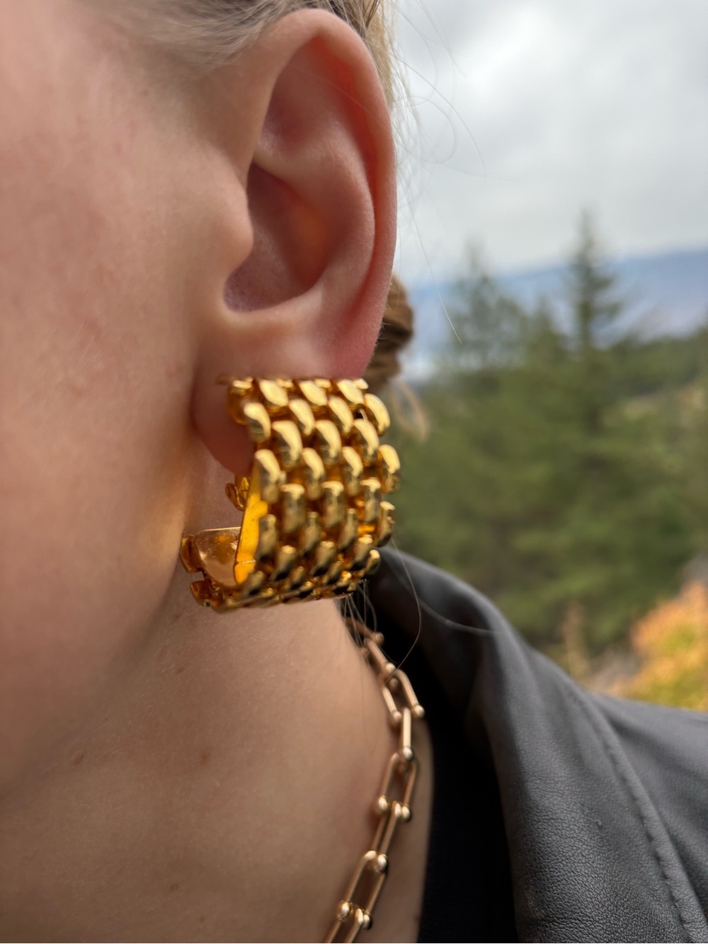 Big Chunky Gold Tone Hoop Earrings